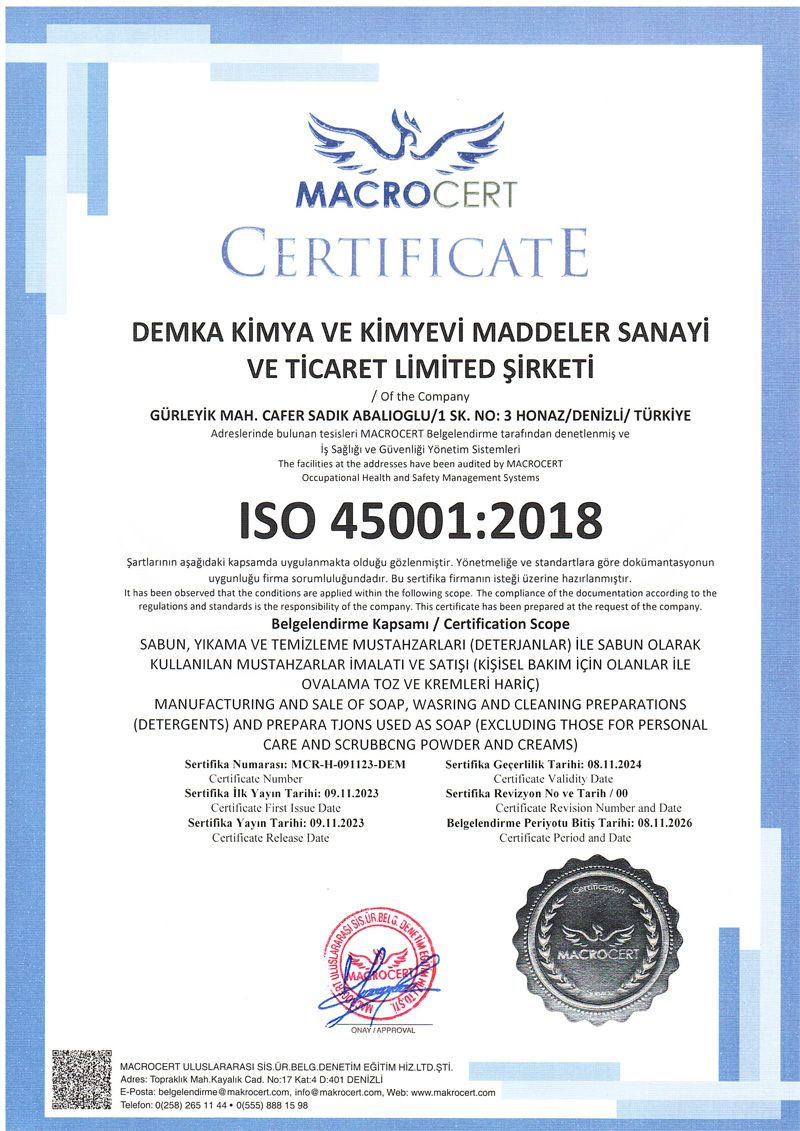 �� SA�LI�I VE G�VENL��� Y�NET�M S�STEM� SERT�F�KASI